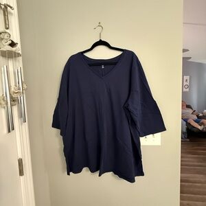 Navy Blue V-Neck Tunic 3/4 sleeve